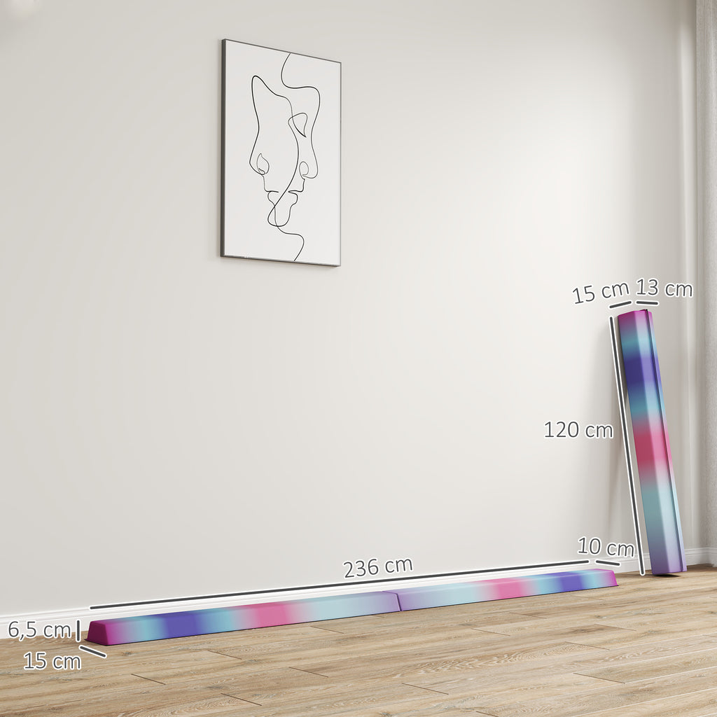 236 cm Klappbarer Schwebebalken für Jugendliche 80kg Bunt