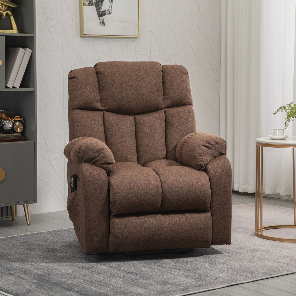 Aufstehsessel mit Liegefunktion und Fernbedienung 92 x 95 x 107 cm, Braun
