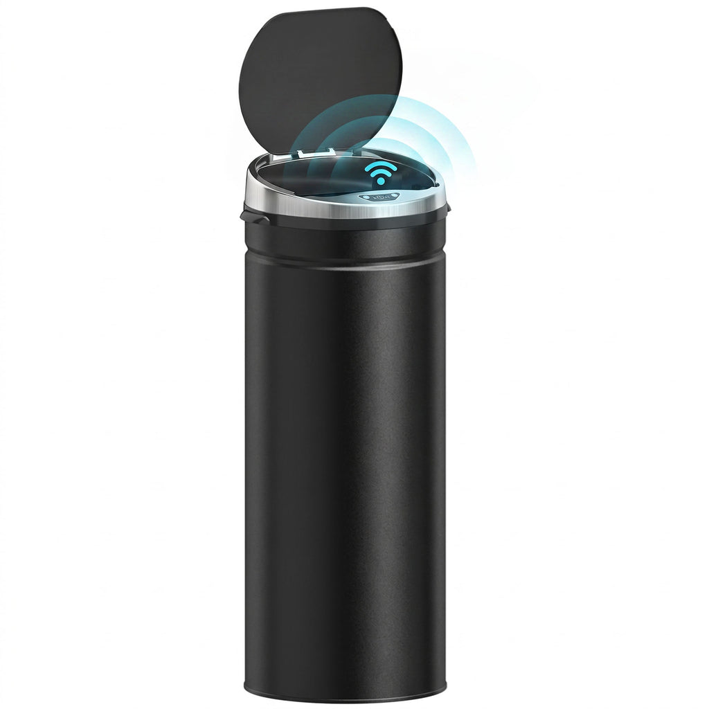 50L Automatic Motion Sensor Rubbish Bin with Fingerprint Resistant, Stainless Steel, Black