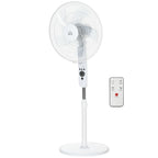 Standventilator Lüfter Fernbedienung Höhenverstellbar 3 Geschwindigkeitsstufen Metall, Weiß, Ø44,5 x H110-124 cm