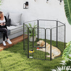 Six-Panel Dog Playpen with Door, for Large Dogs, Indoors, Outdoors, 100cm Tall, Black