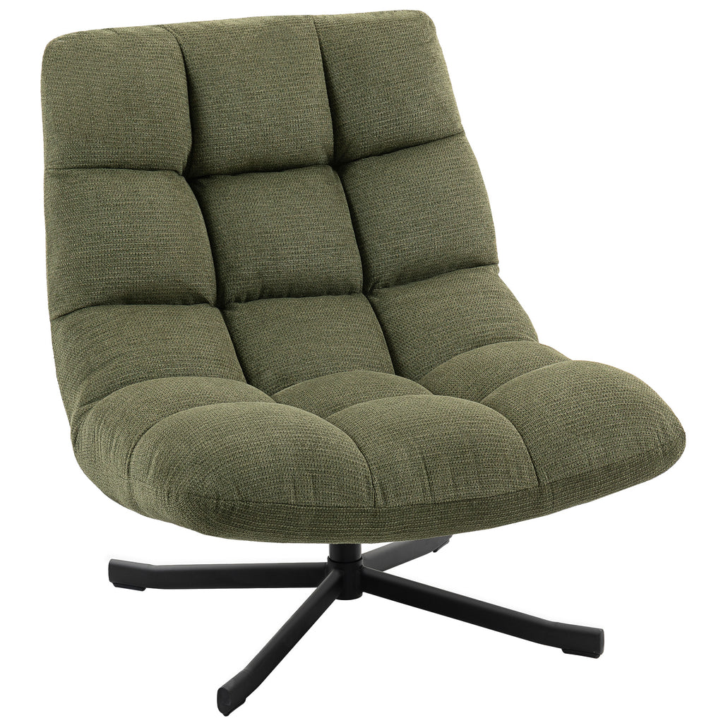 Sessel Drehbar Loungesessel mit Breiter Sitzfläche, wasserabweisend Chenille-Optik, gekreuzt Stahlbeine, Grün