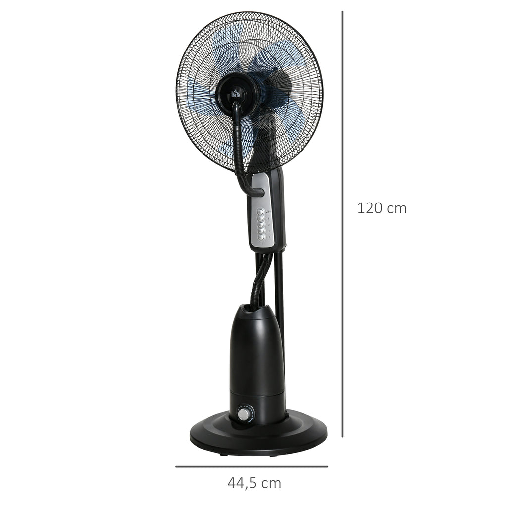 Ventilator mit Wasserkühlung, Standventilator mit Verstellbar Sprühnebel, 3 Geschwindigkeiten, 2,8 L Wassertank, 70° oszillierend, 90 W Wasserventilator mit Rollen, 120 cm