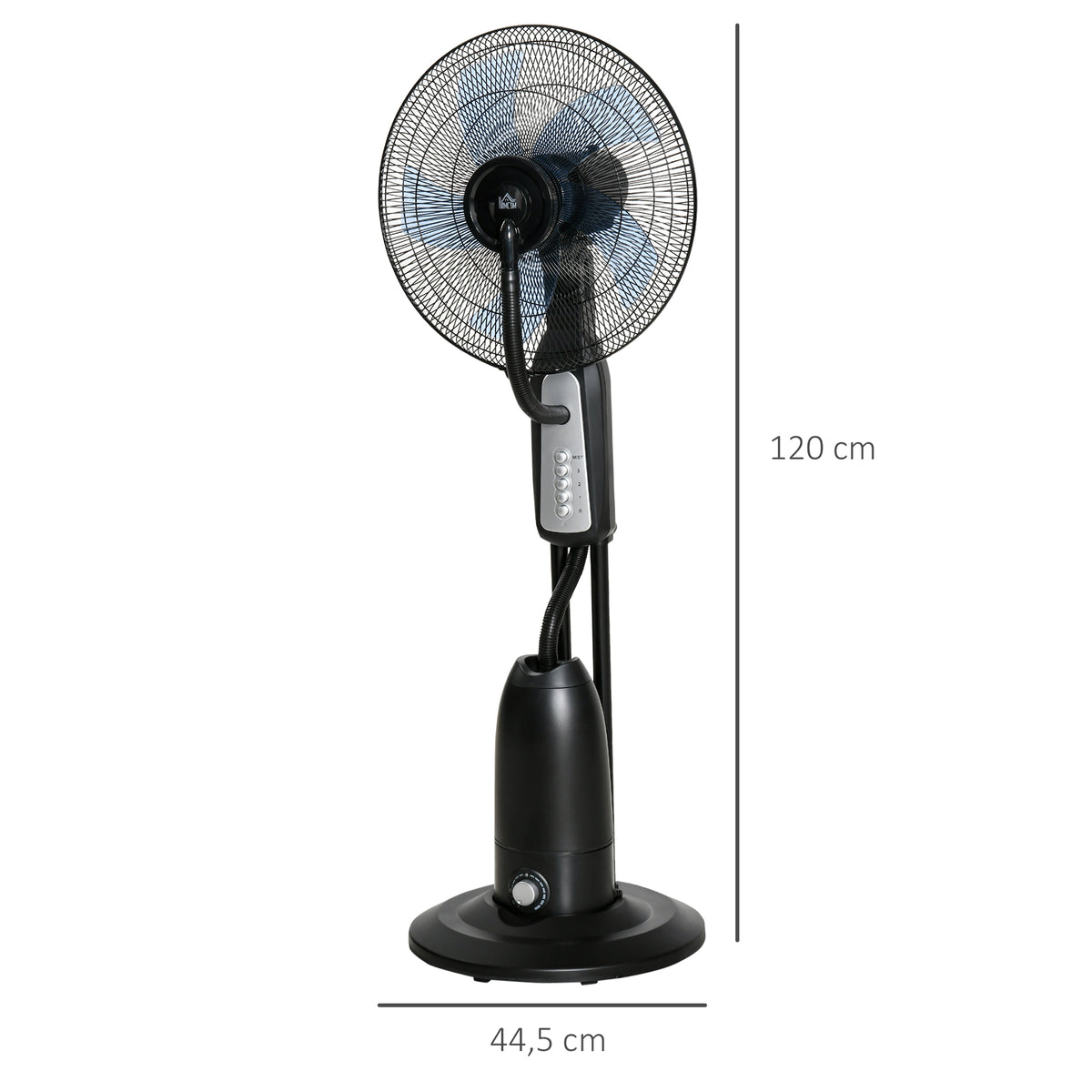 Ventilator mit Wasserkühlung, Standventilator mit Verstellbar Sprühnebel, 3 Geschwindigkeiten, 2,8 L Wassertank, 70° oszillierend, 90 W Wasserventilator mit Rollen, 120 cm