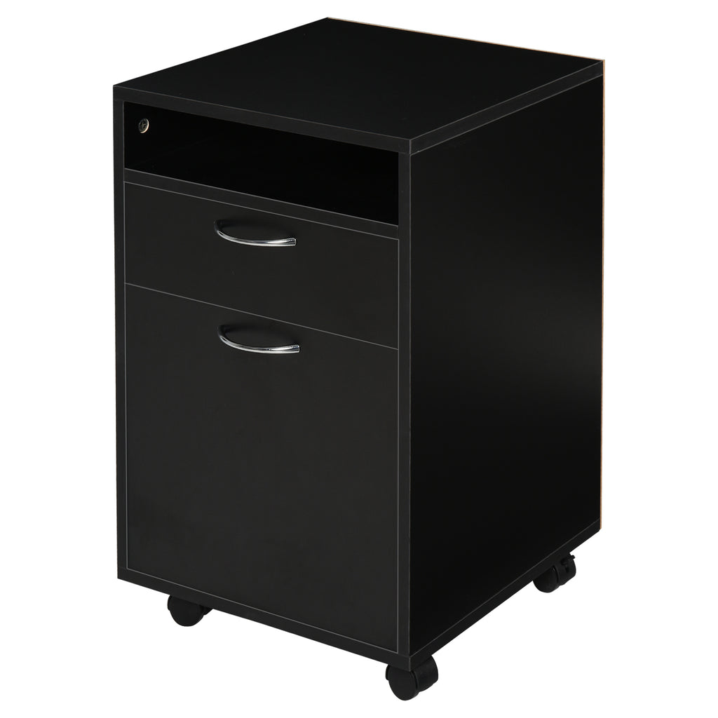 Rollcontainer Schubladencontainer Container, 1 Fach, 1 Regal, 1 Schublade, 40 cm x 3 cm x 60 cm, Schwarz
