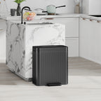 40L Dual Compartment Rubbish Bin, with Soft-Close Lid - Black