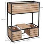 Planzkasten Blumentreppe Hochbeet, weterbest?ndig, 3 Pflanzk?sten, 83 cm x 39 cm x 100 cm, Natur + Schwarz