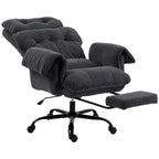 Bürostuhl mit verstellbarer Rückenlehne, rollbarer Polsterstuhl, Polstersessel, höhenverstellbar, Stahl, Dunkelgrau