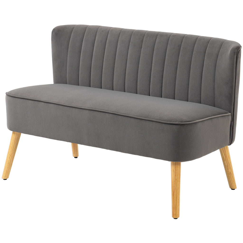 Sofa Retrodesign 2-Sitzer-Sofa, Holzbeine, 117 cm x 56,5 cm x 77 cm, Dunkelgrau