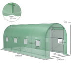 Walk-in Tunnel Greenhouse Garden Warm House Planting Shed Powder Coated Frame - 500L x 200W x 210H cm