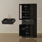 K¨¹chenschrank, Buffet, Acrylfront, Schubladen, 76 x 40 x 182,5 cm, Schwarz