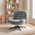 Sessel Wohnzimmer Drehbar Loungesessel mit Breiter Sitzfläche, Integrierter Armlehne, Chenille-Optik, Dunkelgrau