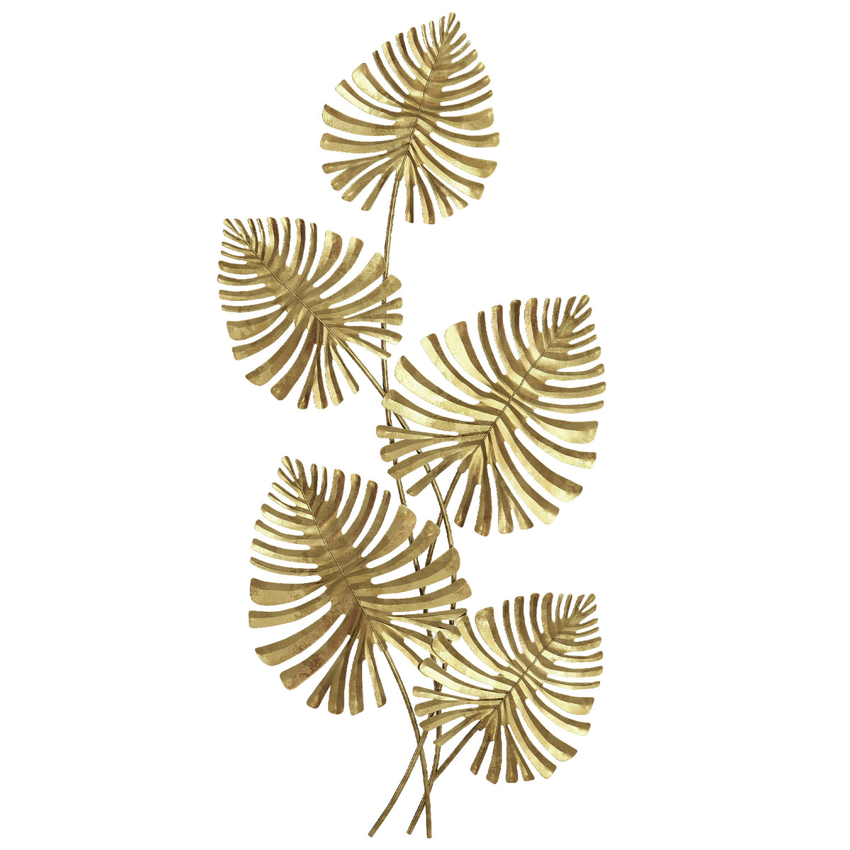 Wanddekor-Set aus Metall, lackierte Oberfl?che, Blatt-Form, Goldfarben