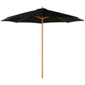3(m) Garden Parasol, Pulley Operated Patio Umbrella, Wooden Parasol, Table Market Umbrella with Rope Pulley Mechanism and 8 Ribs, Black