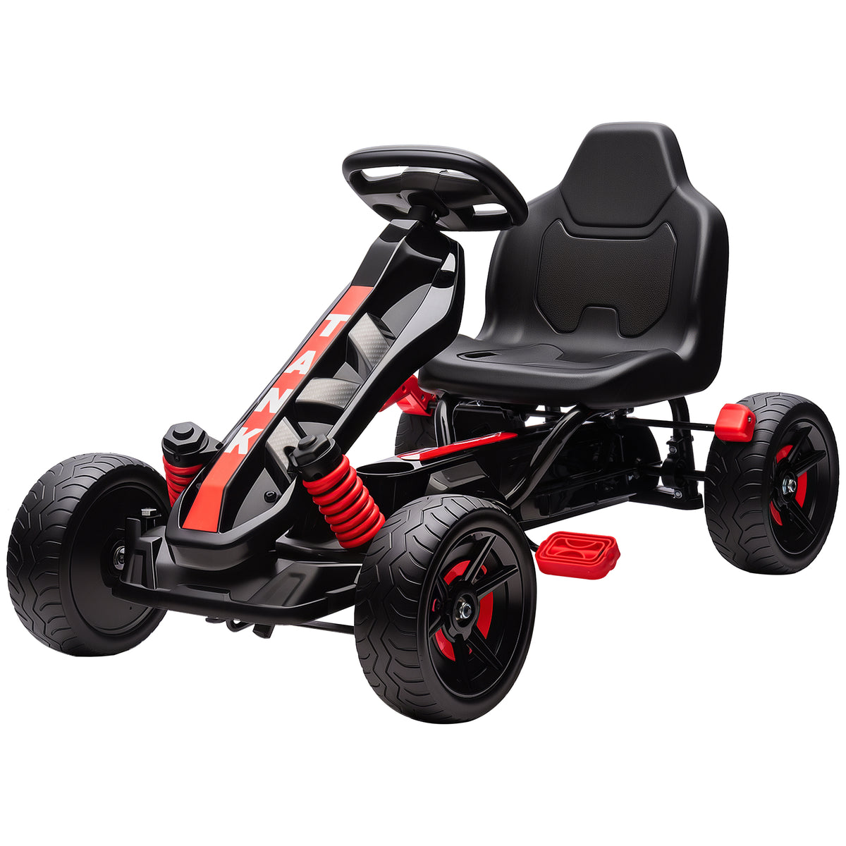 Pedal Go Kart for Kids Aged 3-6 Years, with Freewheel System, Brake, EVA Anti-Slip Wheels, Red