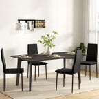4er-Set Esszimmerstühle, armloses Design, Stoffpolsterung, Metallbeine, Schwarz