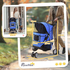 3 Wheel Pet Stroller for Small and Miniature Dogs, Blue