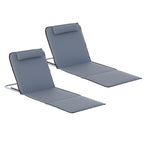 Sonnenliege klappbar Gartenliege mit Kopfkissen Strandmatte mit 5-Fach verstellbare Rückenlehne Strandliege mit Tragetasche für Garten Urlaub Outdoor Strand Pool, Grau