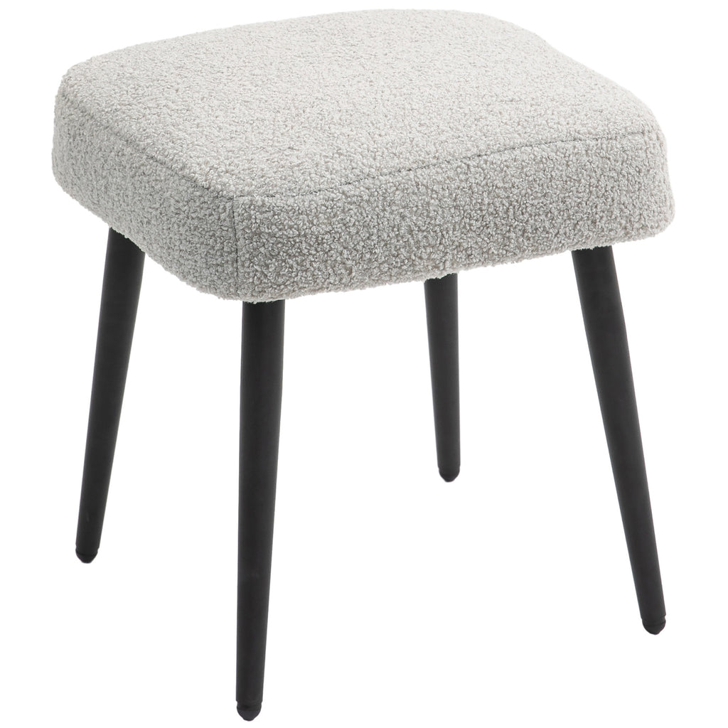Hocker, Fu?st¨¹tze, gepolsterter Sitz, Kaschmir-Optik, Stahlbeine, 42 x 42 x 44 cm, Hellgrau