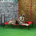 Hundebett, faltbar, Outdoor-Hundebett, erhöhter Stand, 122 cm x 92 cm x 23 cm, Rot + Schwarz