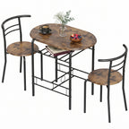 Essgruppe 3-teilig, Küchentisch und Stühle für 2 Personen mit Regal, Wohnzimmer, Rustikal-Braun Holz-Optik