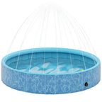 Hundepool Faltbar Planschbecken mit Brunnen- und Wasserpolsterdesign Ø160 x 30 cm Blau