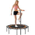 Fitness-Trampolin, Trainingstrampolin mit verstellbarem Haltegriff, stabil und leise, f¨¹r drinnen, Stahl, Orange