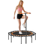 Fitness-Trampolin, Trainingstrampolin mit verstellbarem Haltegriff, stabil und leise, f¨¹r drinnen, Stahl, Orange
