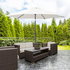  2.6M Garden Parasol Umbrella with Tilt and Crank, Outdoor Sun Parasol Sunshade Shelter with Aluminium Frame, Grey