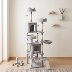 Cat Tree, 192 cm Large Multi-Level Cat Tower for Indoor Kittens with 8 Scratching Posts, 3 Plush Beds, 2 Hammocks