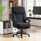 Chefsessel Ergonomisch Bürostuhl bis 200 kg mit Samtoptik, Hoher Rückenlehne, für Büro und Homeoffice Schwarz
