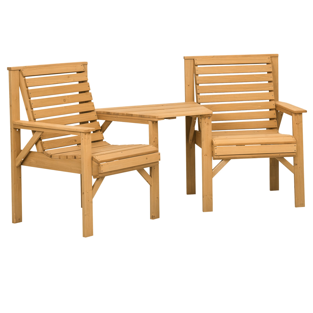 Bistro-Set 3-teilig aus Holz Wetterfest Gartenmöbel Set mit Lamellendesign Sonnenschirmloch Braun