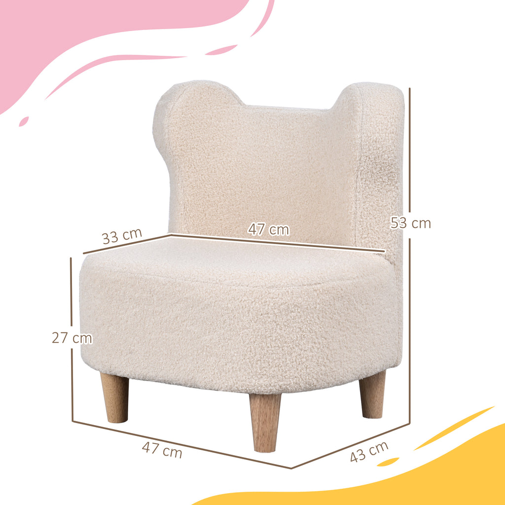 Kindersessel, Pl¨¹schsessel mit B?renohren, Fleece-Bezug, Schaumstoff, Beige