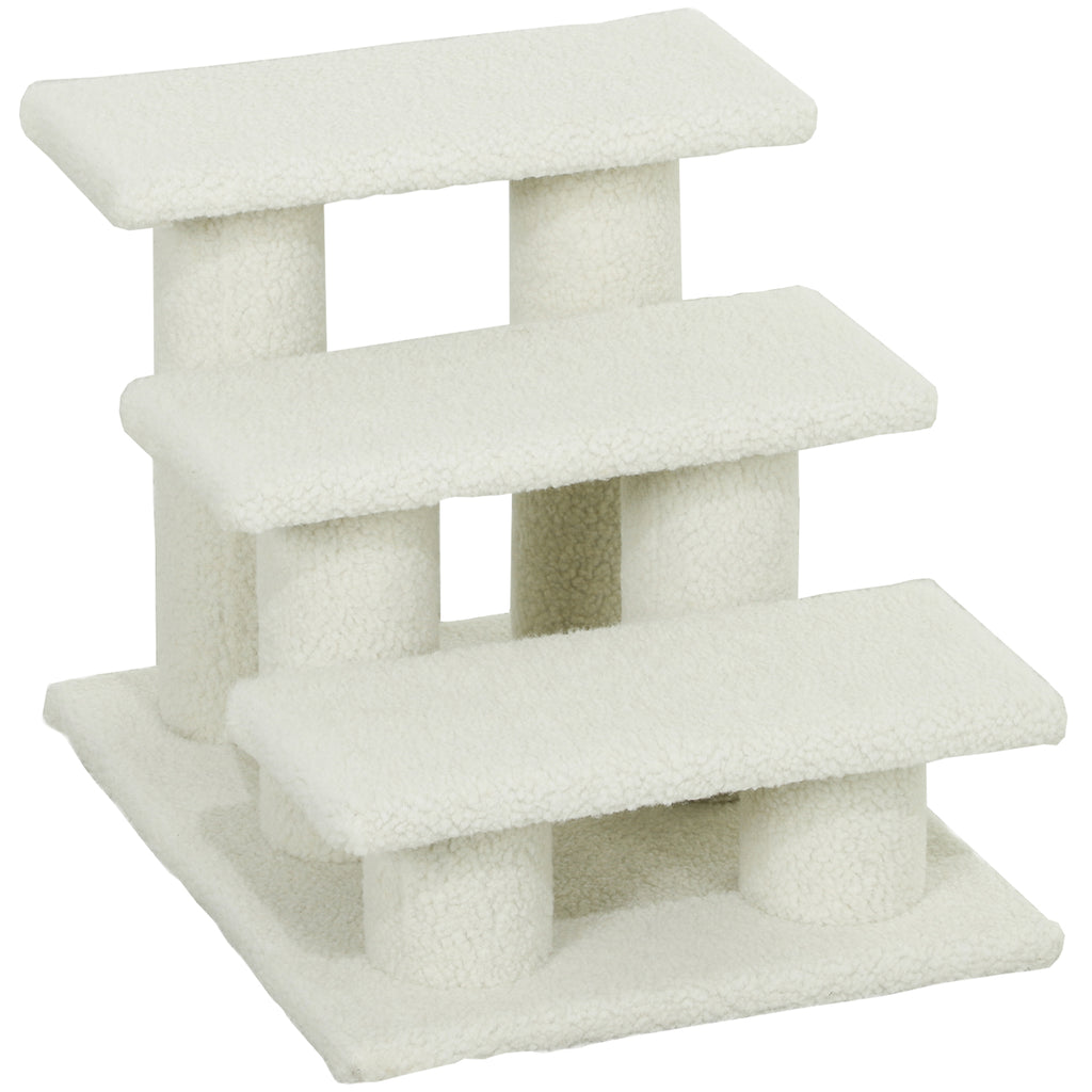 Katzentreppe 3 Stufen Tiertreppe Treppe für Katze Haustiertreppe Plüsch 45 x 35 x 34 cm cm Beige