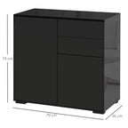 Aufbewahrungsschrank mit 2 Schubladen, 2 T¨¹ren, mit Kippschutz, f¨¹r Wohnzimmer, Schlafzimmer, 79 x 36 x 74 cm, Schwarz