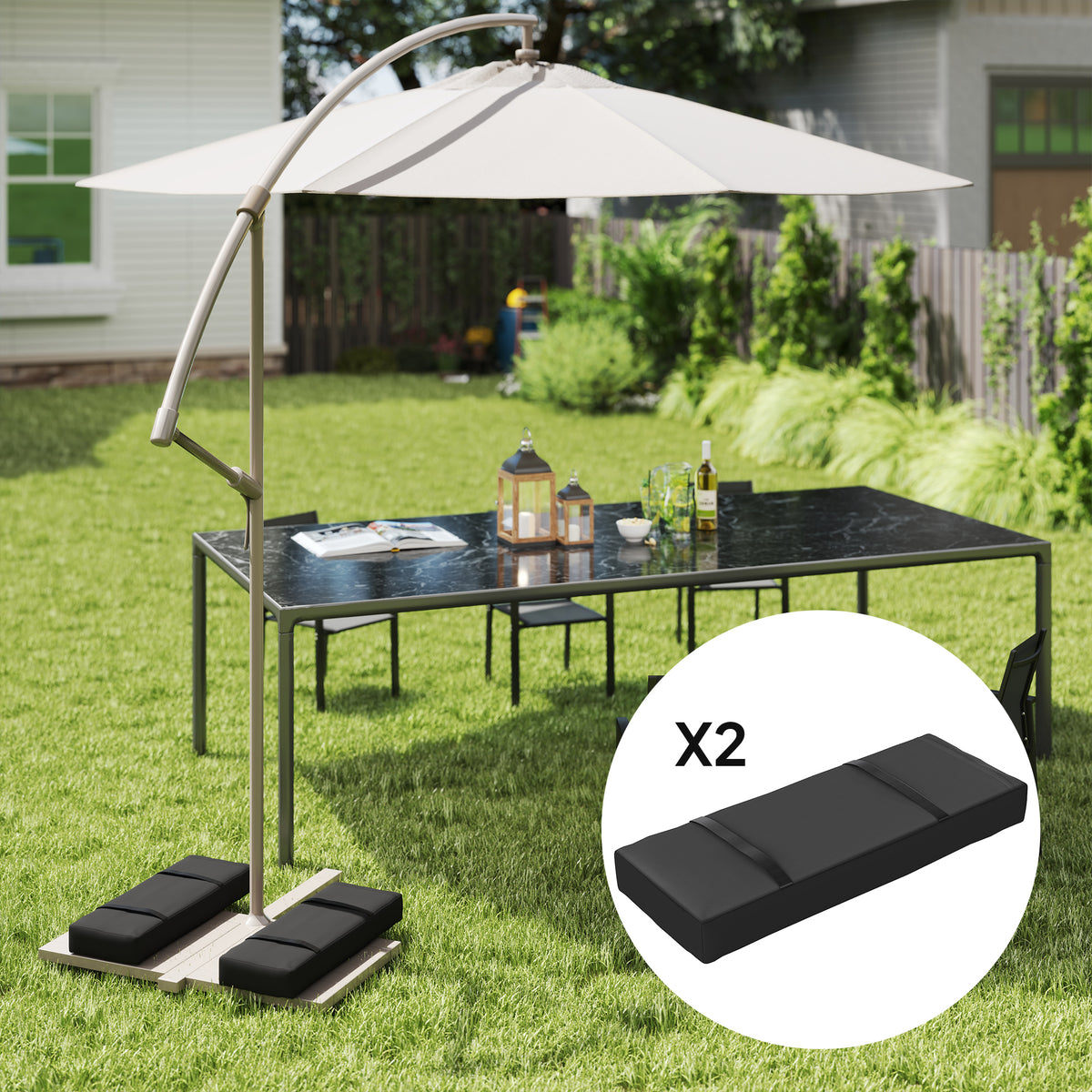 2er Set Sands?cke f¨¹r Sonnenschirm auff¨¹llbare bis 25 kg Sandsack f¨¹r Schirmst?nder 600D Oxford Schwarz