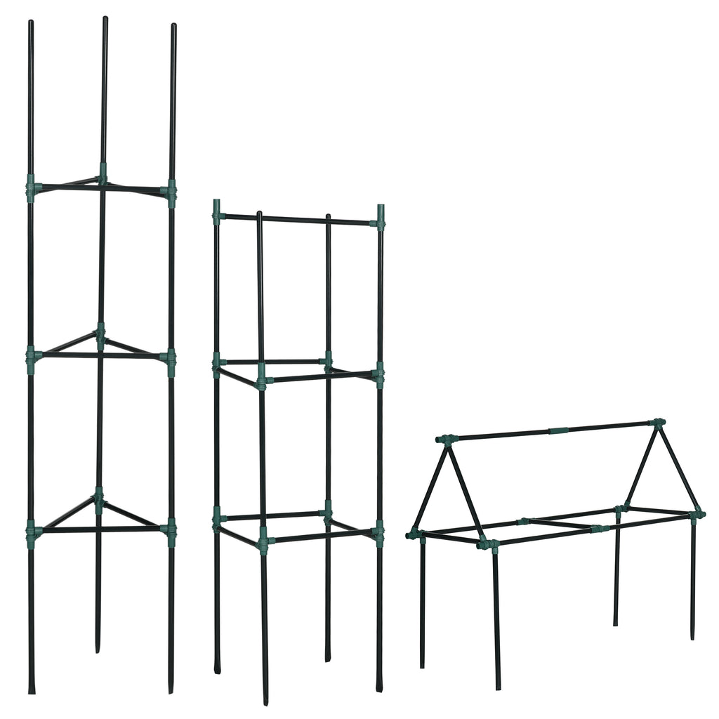 Rankhilfe, 3er-Set, Pflanzgitter, modulares Design, für Außen und Innen, Stahl, grün, 38 x 38 x 182 cm