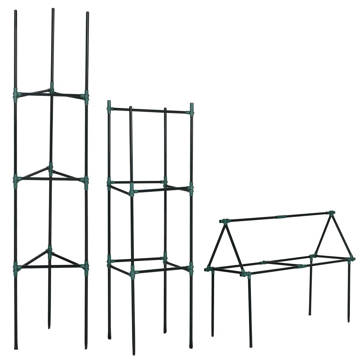 Rankhilfe, 3er-Set, Pflanzgitter, modulares Design, für Außen und Innen, Stahl, grün, 38 x 38 x 182 cm