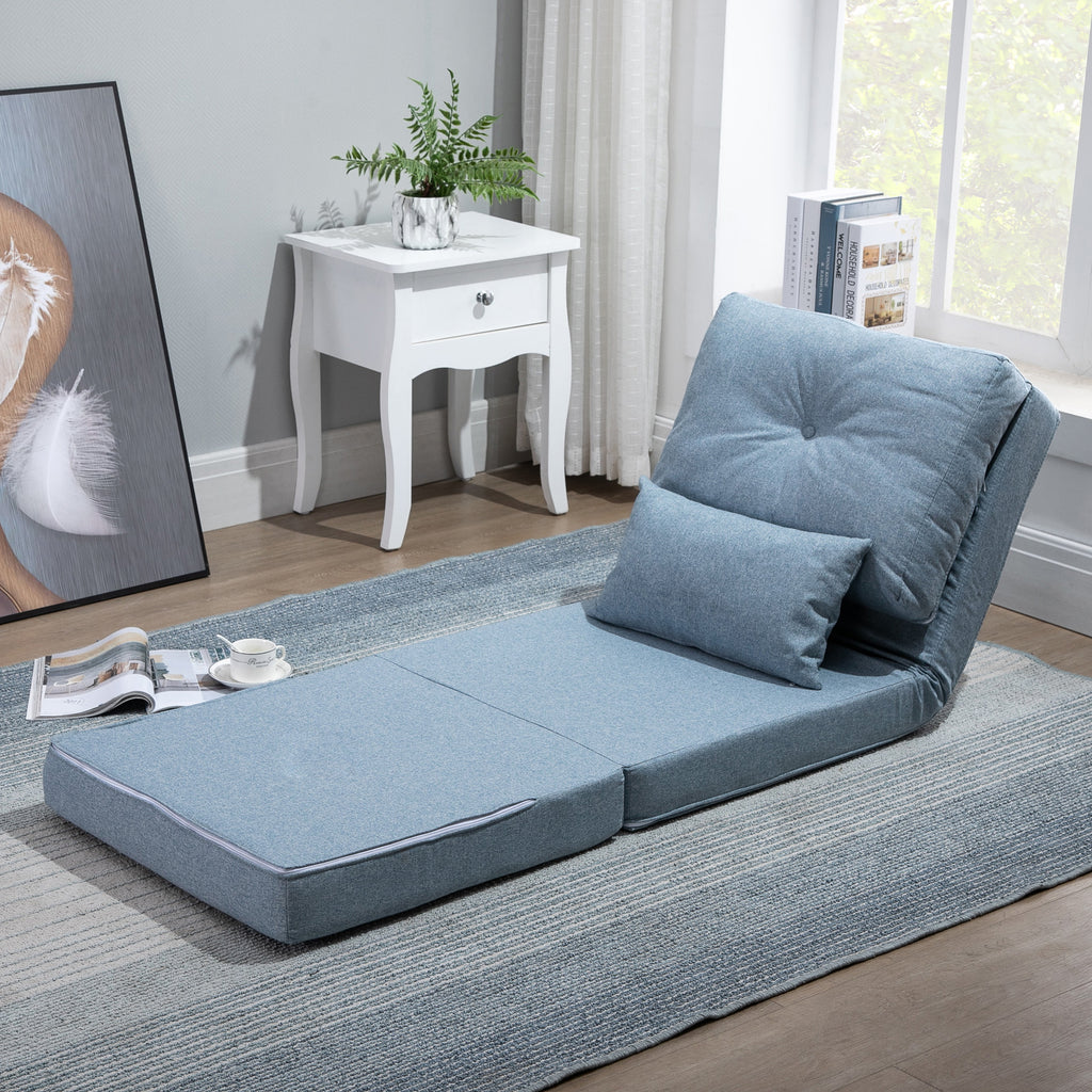 Bodensessel Klappmatratze Schlafmatte, 2-in-1-Design, abnehmbares Kissen, 60 x 80 x 56 cm, Himmelblau