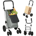 Einkaufstrolley, 46 Liter Tasche, Faltbarer Einkaufswagen mit K¨¹hltasche, verstellbarer Griff, Aluminiumrahmen, Grau