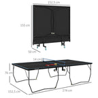 Tischtennisplatte, klappbar, 8 R?der, pulverbeschichteter Stahlrahmen, MDF, 274 x 152,5 x 76 cm, Schwarz