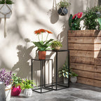 Blumenst?nder, 2er-Set, Skandinavisches Design, Metallrahmen, 58,5/65cm H?he, Schwarz