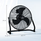 Tischventilator Elektrischer Ventilator mit 4 Geschwindigkeitsstufen, um 120° verstellbarer Winkel Schwarz