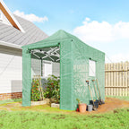 Pop Up Gewächshaus ca. 200x300x270 cm Faltbar Foliengewächshaus mit Satteldach Reißverschlusstüren und -fenstern