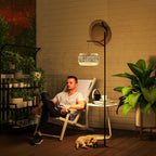 Solar Stehlampe Rattan Solarlampen mit Lichtsensor Automatische Solarleuchte im Boho-Stil IP44 Schwarz+Gelb