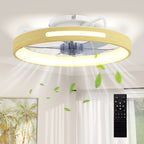 Deckenventilator mit Licht und Fernbedienung, 49 cm LED-Deckenventilator mit 3 Farbtemperaturen, natürliches Holzfinish