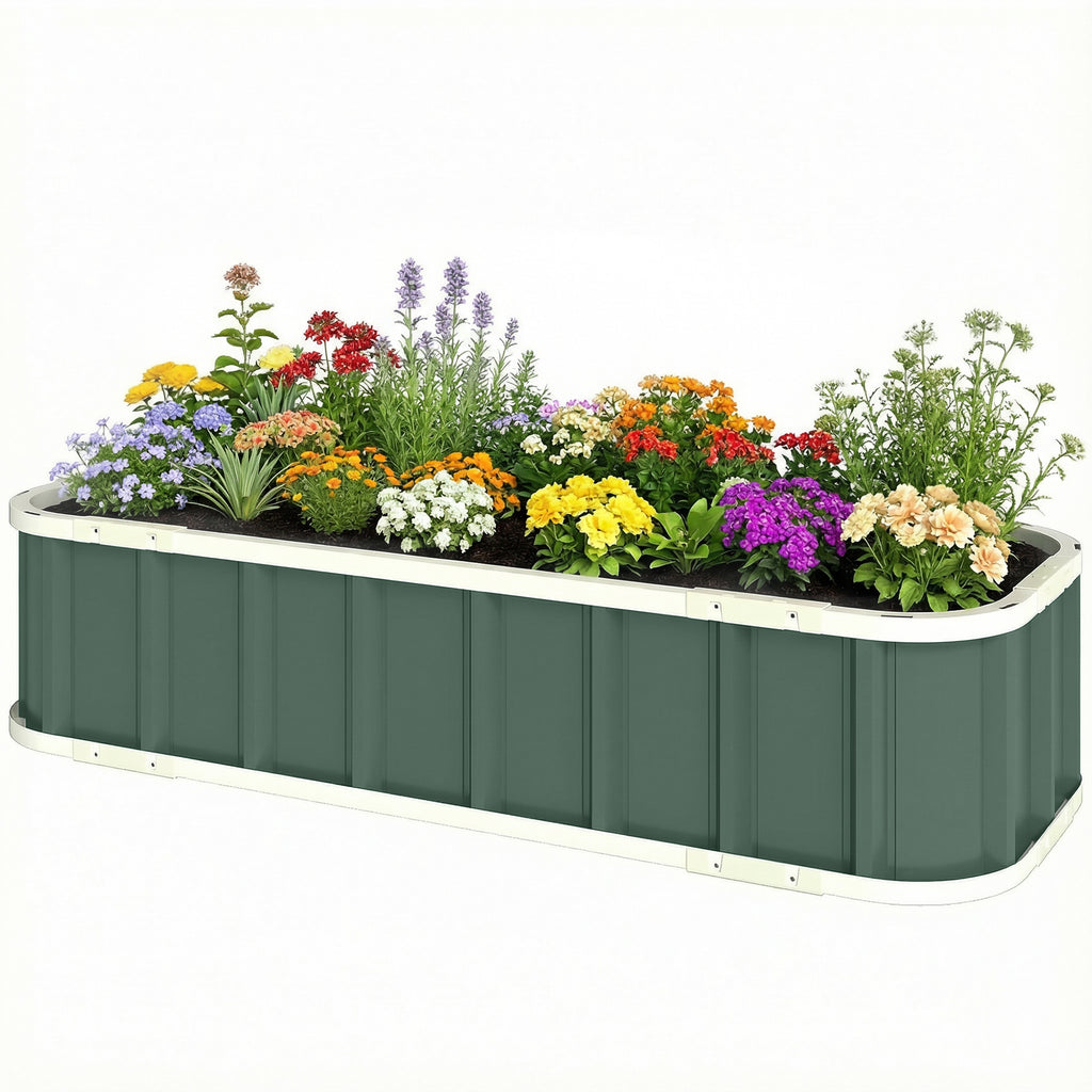 Hochbeet Stahl, Pflanzbeet mit Klickverschlüssen Gefaltete Kante Frühbeet 136 x 52 x 31 cm Hellgrün
