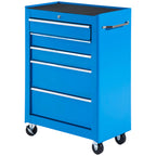 Werkzeugschrank, Werkzeugkiste, 5 Schubladen, rollbar, Stahl, Blau