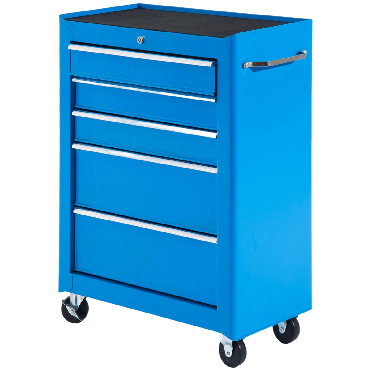 Werkzeugschrank, Werkzeugkiste, 5 Schubladen, rollbar, Stahl, Blau