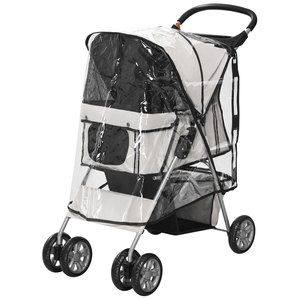  Haustierbuggy, faltbar, mit 1 Korb, 2 Becherhalter, 75 cm x 45 cm x 97 cm, Grau